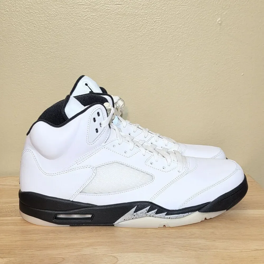 Air Jordan Retro 5 Reverse Metallic Silver White Black DD0587-110 Men's Size 14